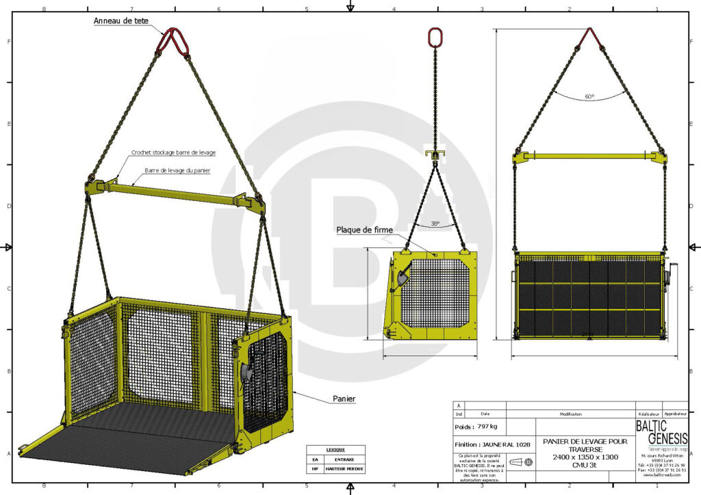 PANIER DE LEVAGE POUR TRAVERSE